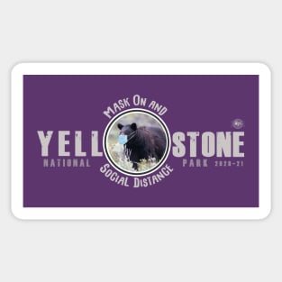 Yellowstone Black Bear Mask On & Social Distance Sticker